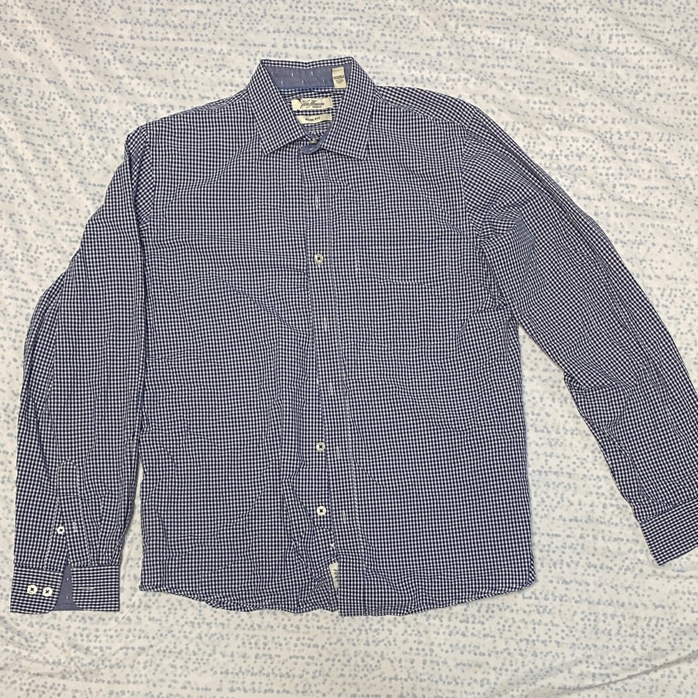 Van Heusen original Navy Checkered Button Down Shirt